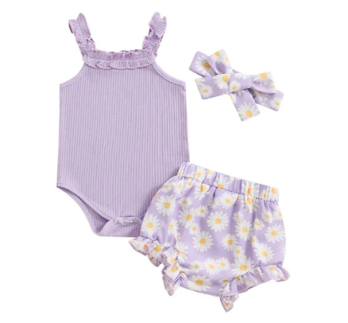 Conjunto Bebé Margarita Lavanda