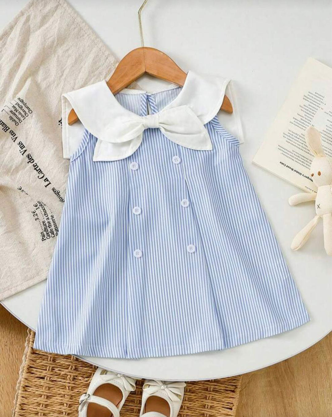 Vestido Rayas Azul Cuello Marinero