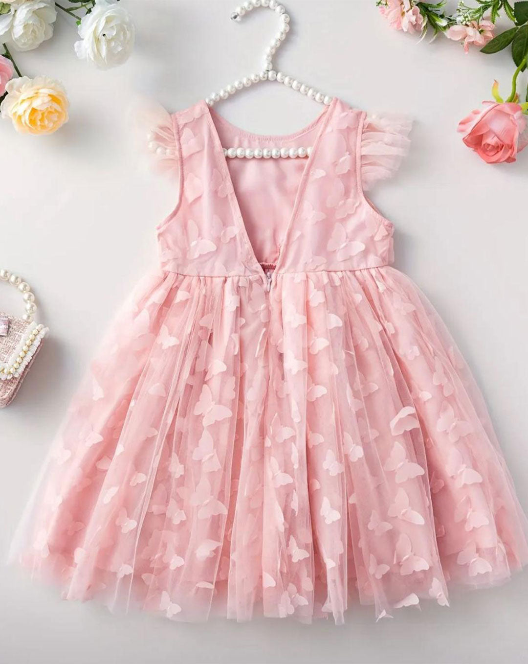 Vestido Espalda en V Mariposas