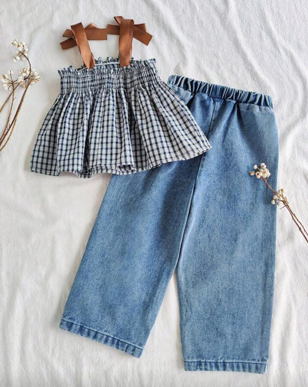 Blusa cuadros y jean