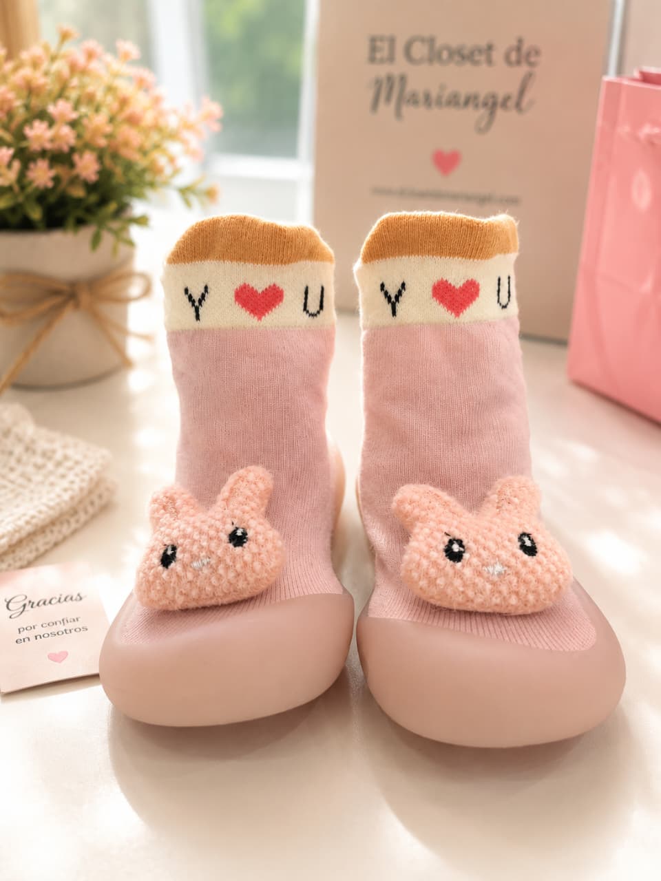 Medias Antideslizantes Plush Conejita para Bebé