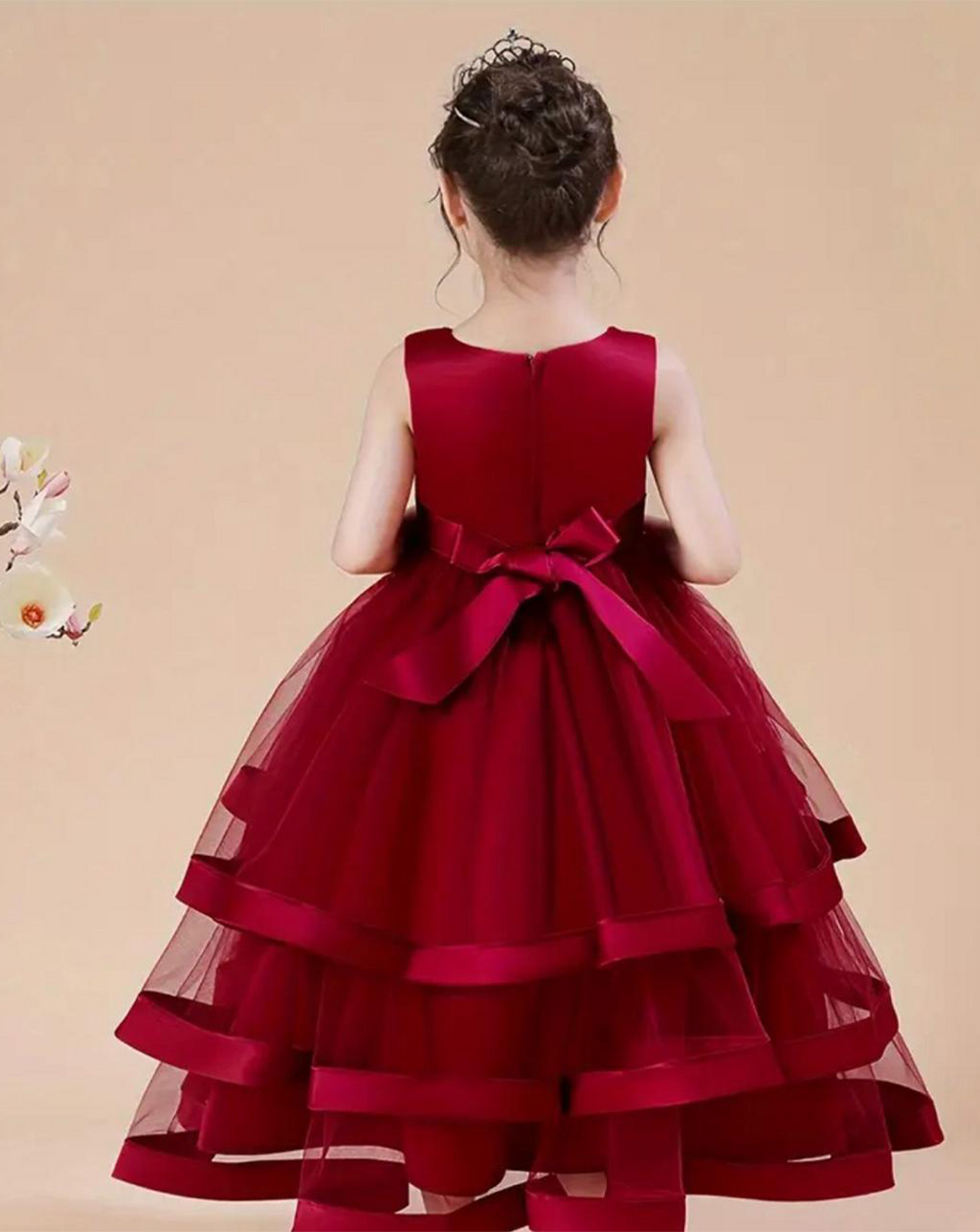 Vestido Vino Largo Flores