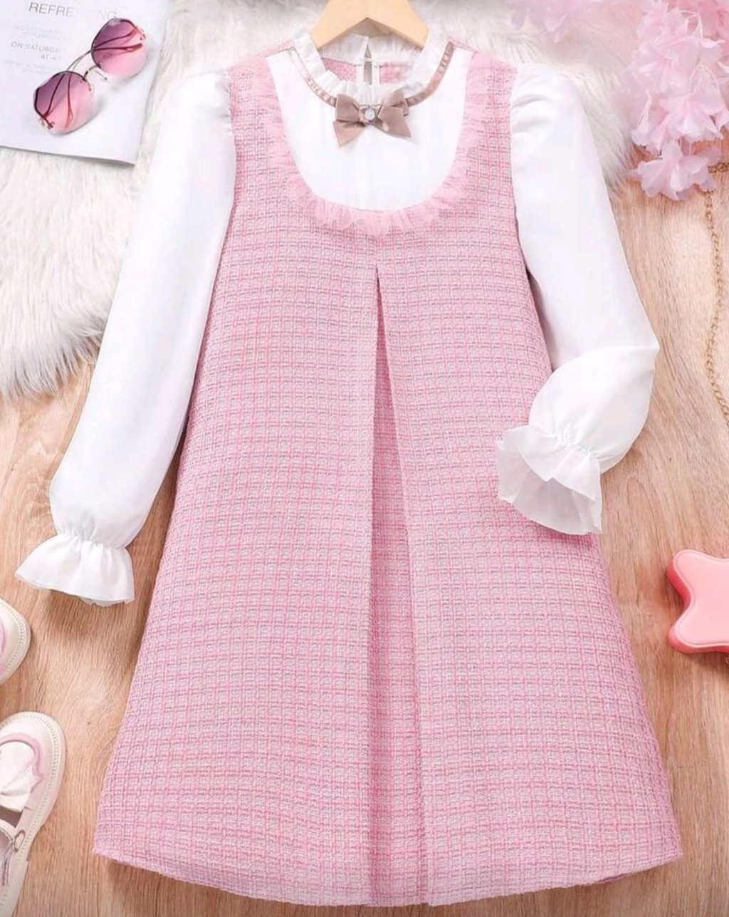 Vestido Manga Larga Rosado