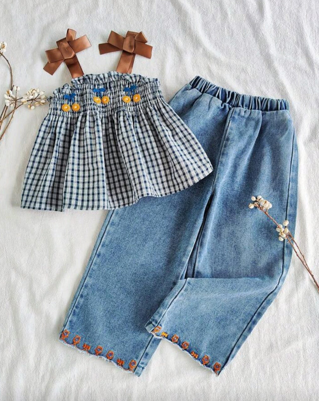 Blusa cuadros y jean