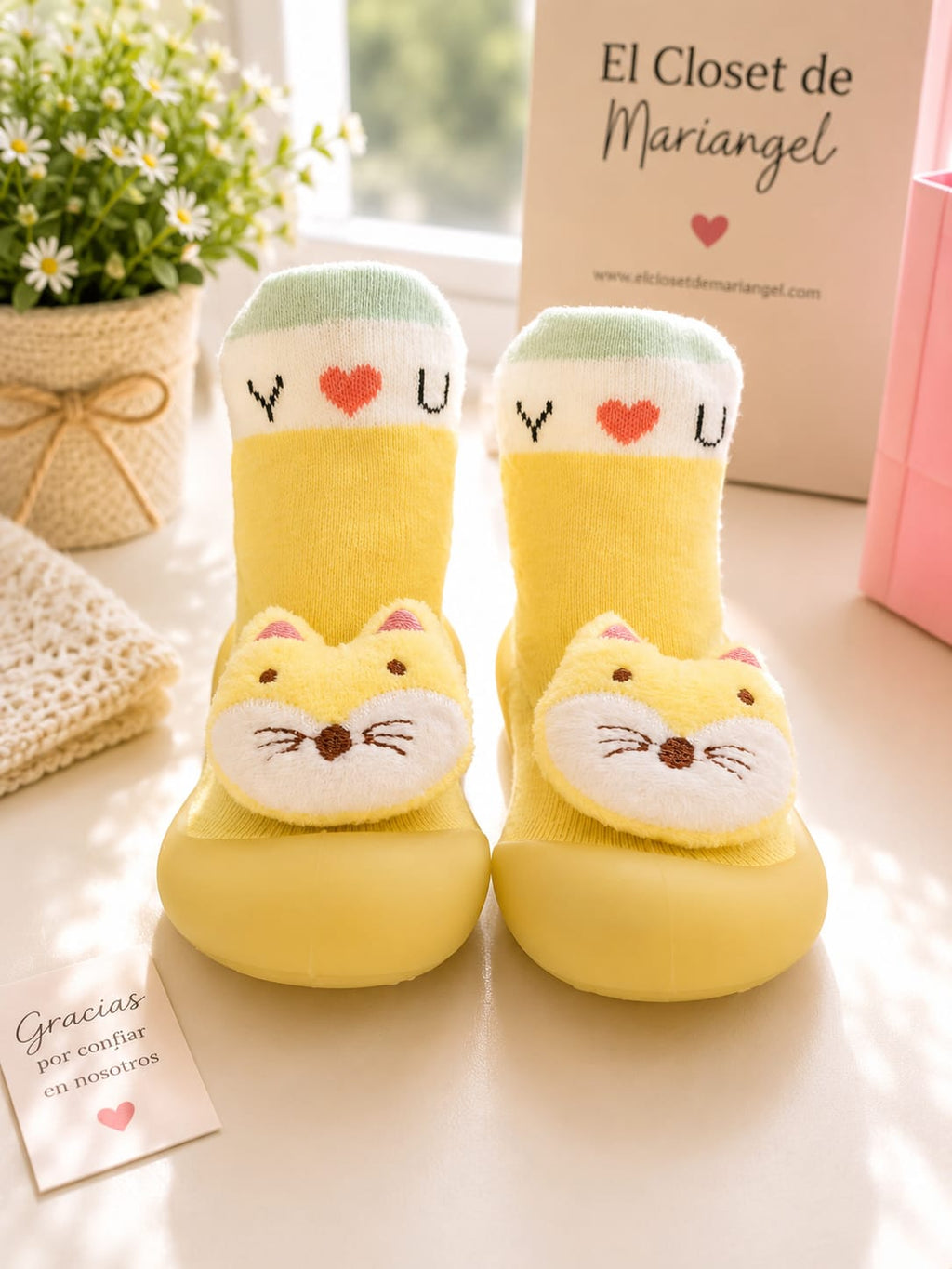 Medias Antideslizantes Bebé "Gatito Soleado"