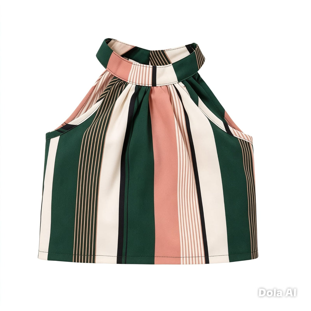 Conjunto niña Short verde y Blusa rayas