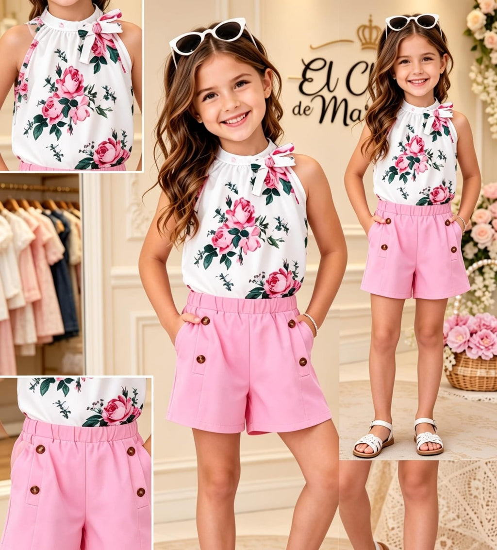 Conjunto Floral Princess Rosa