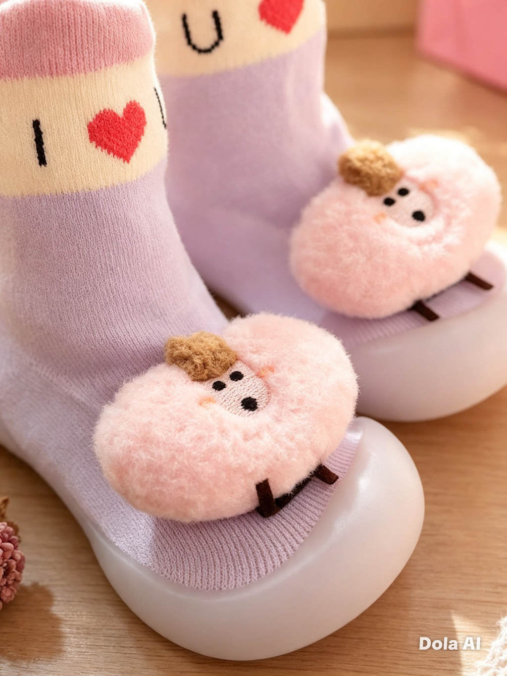Medias Antideslizantes Plush Corazón para Bebé