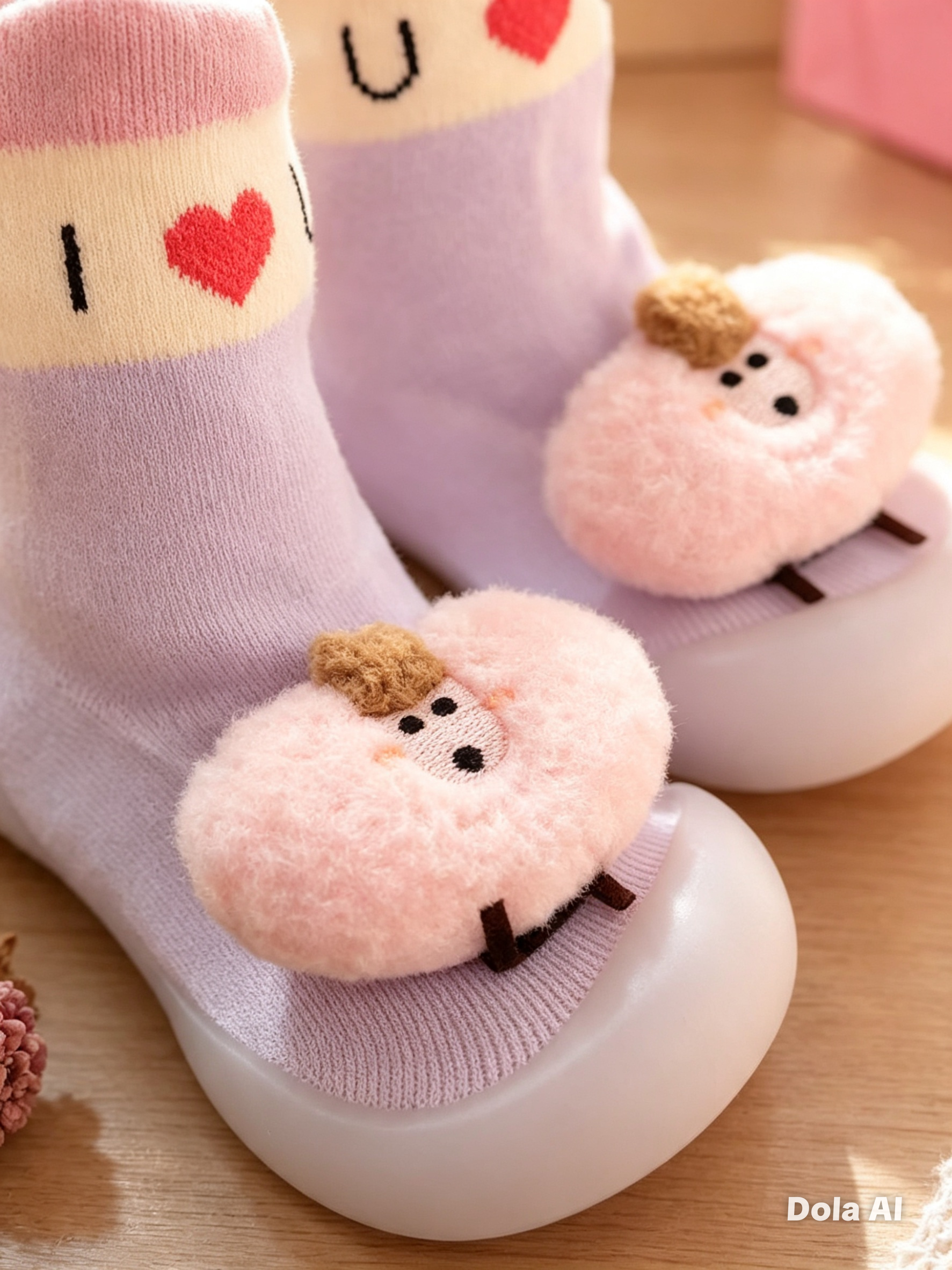 Medias Antideslizantes Plush Corazón para Bebé