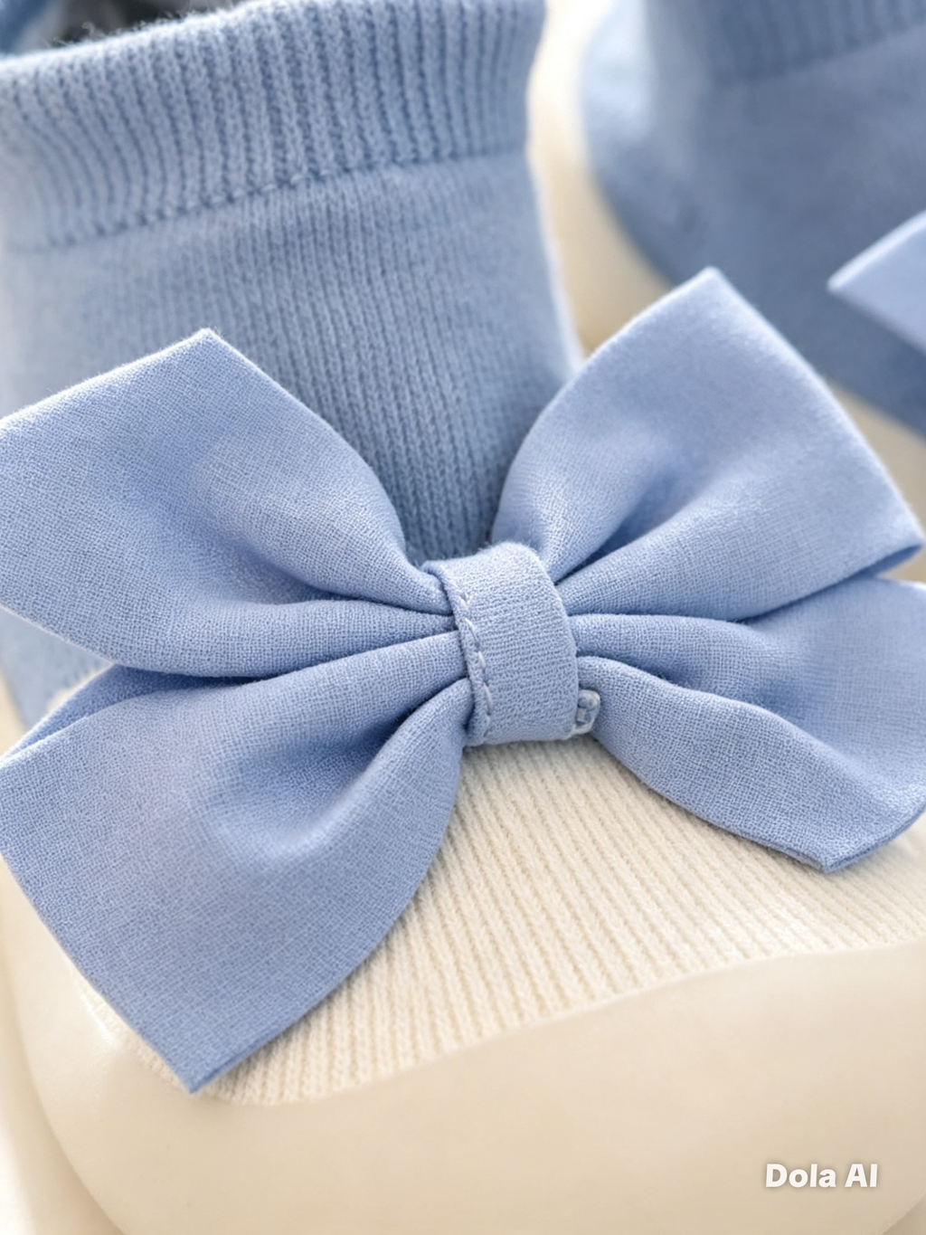 Zapaticos Antideslizantes para Bebé con Moño Celeste Premium