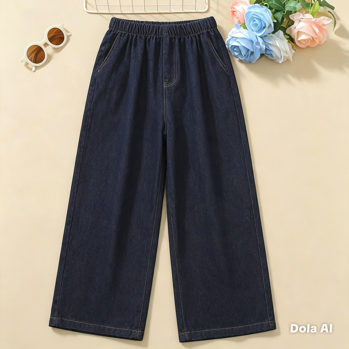 Conjunto Denim Chic Ruffle & Palazzo
