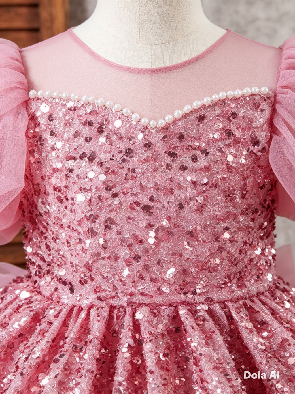 Vestido tipo Reina de Cristal Rosa