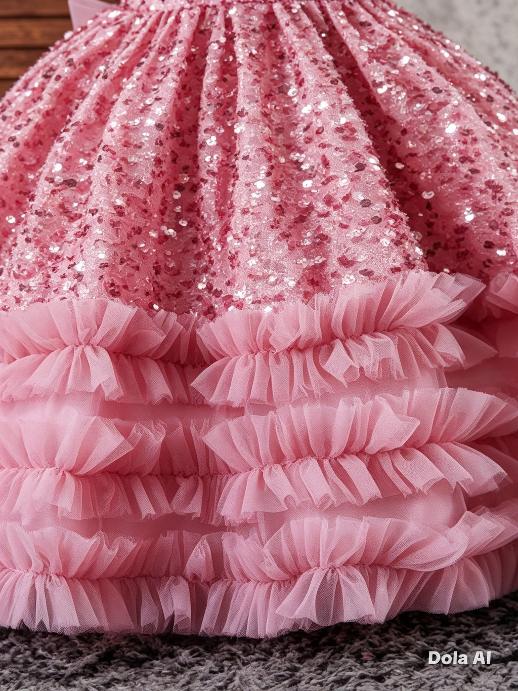 Vestido tipo Reina de Cristal Rosa