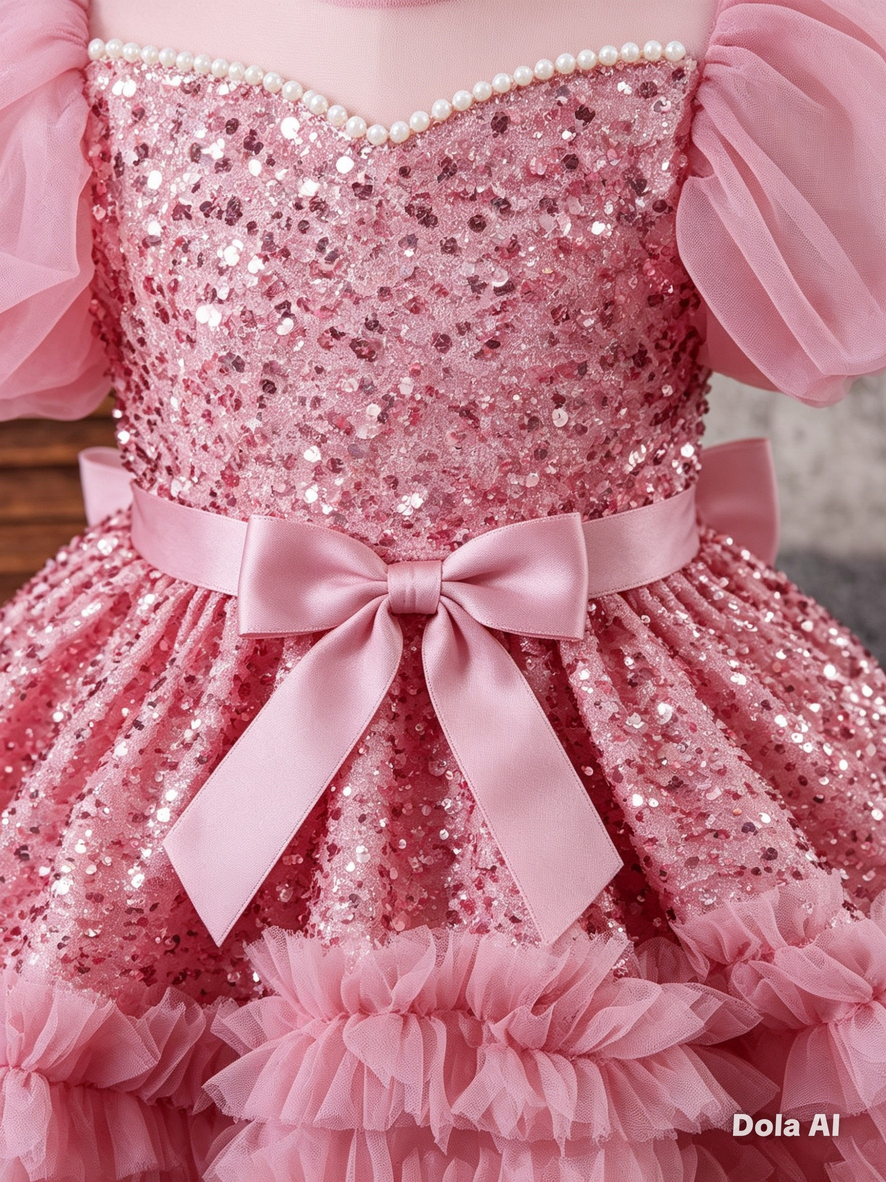 Vestido tipo Reina de Cristal Rosa