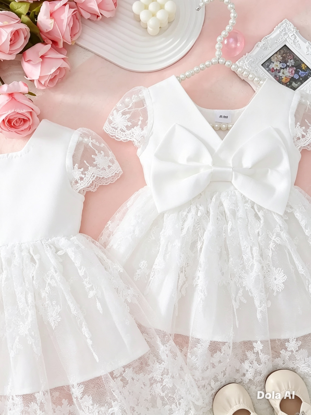 Vestido blanco angelical con encaje
