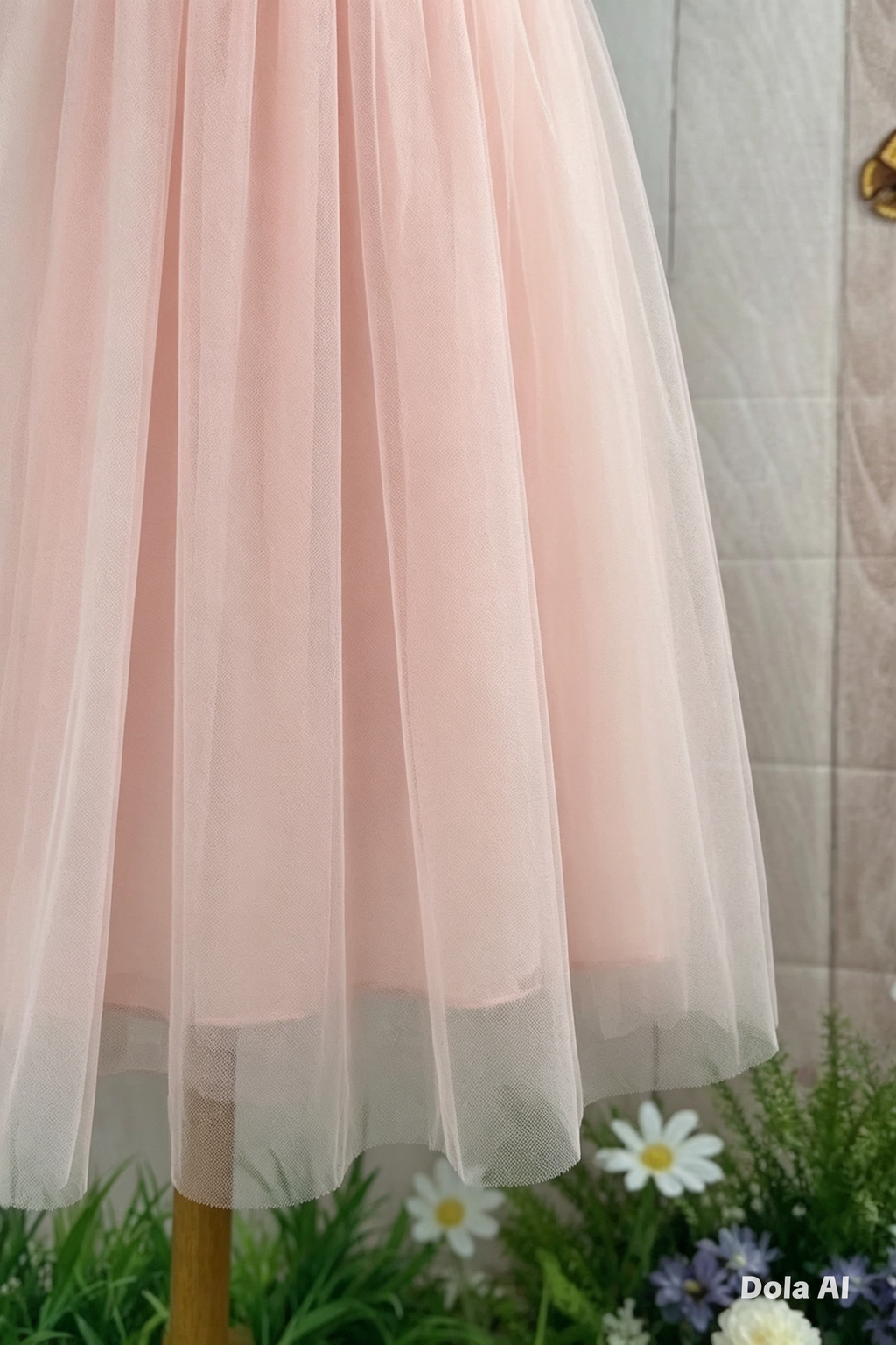Vestido rosa con encaje