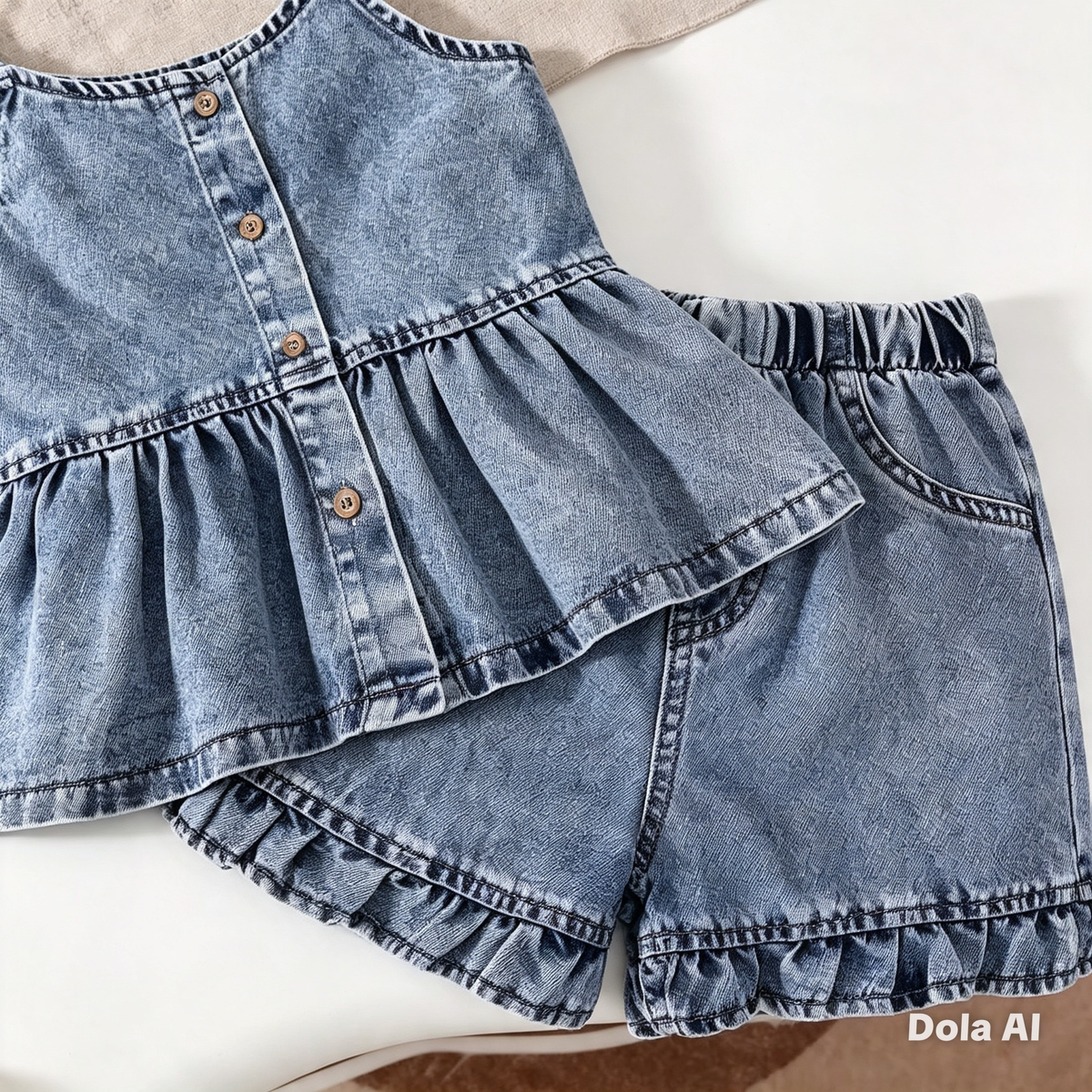 Conjunto Total Denim Peplum & Ruffles