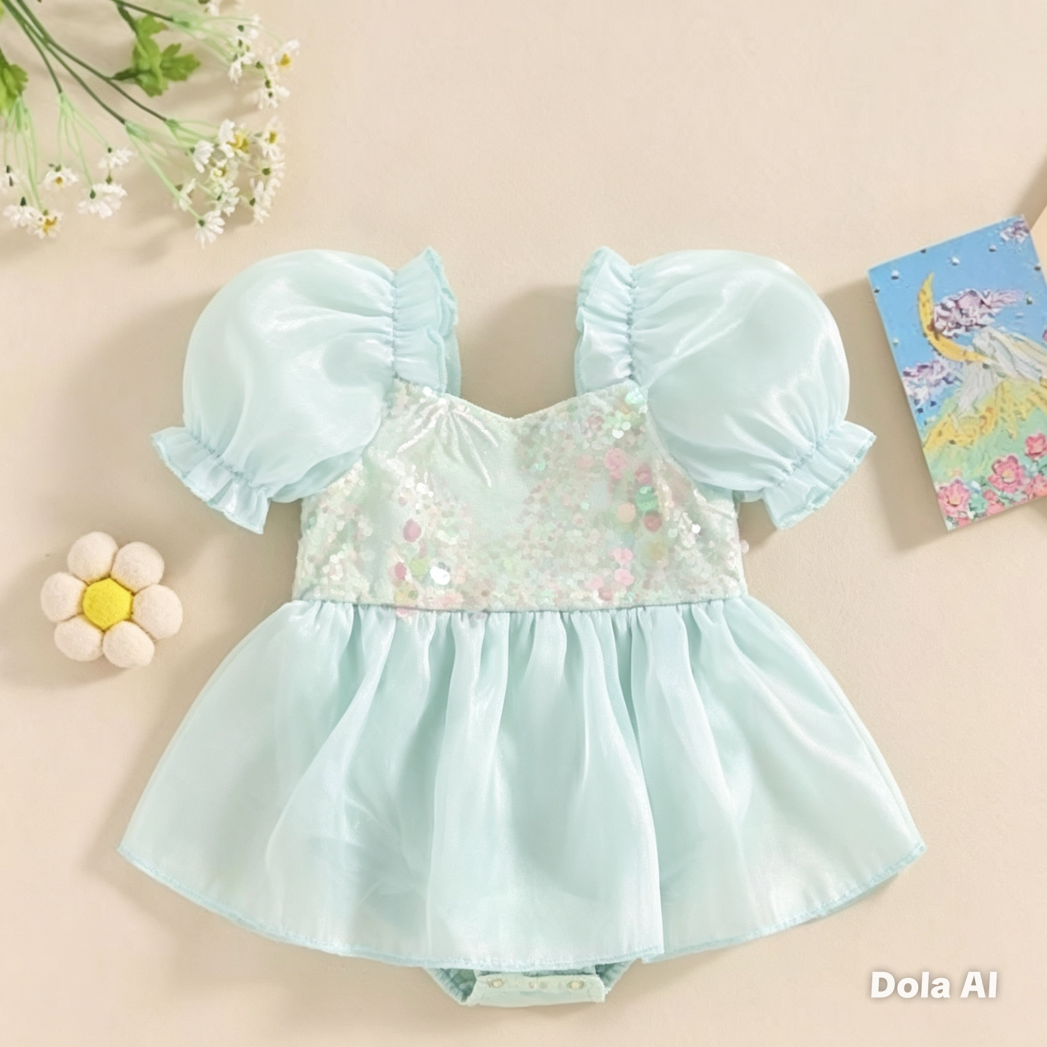 Body vestido menta lentejuelas