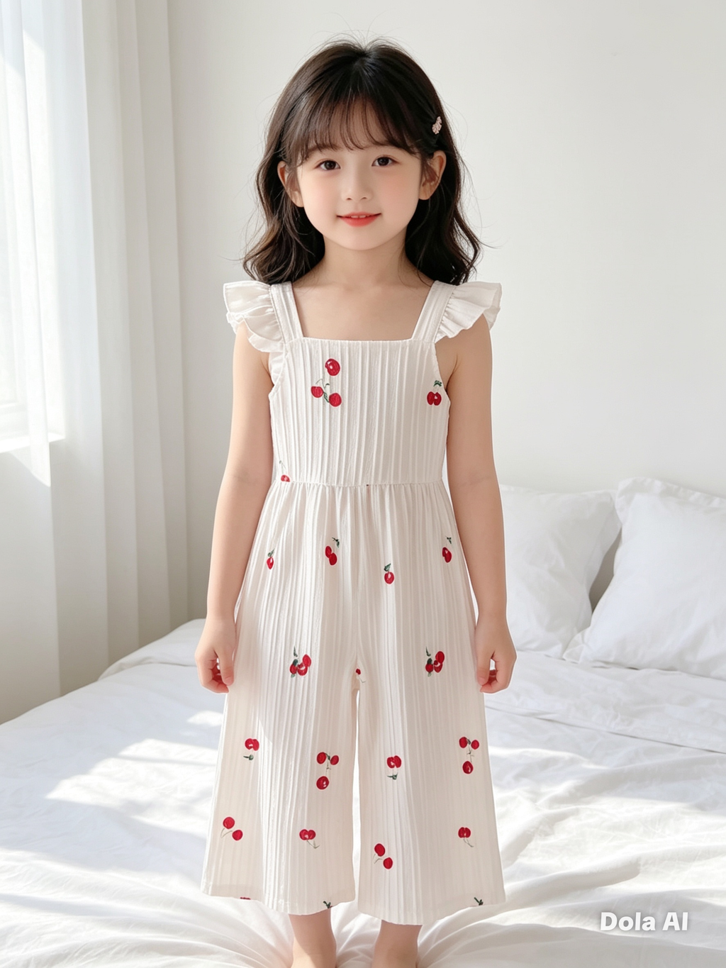 Enterizo Niña Estampado de Cerezas