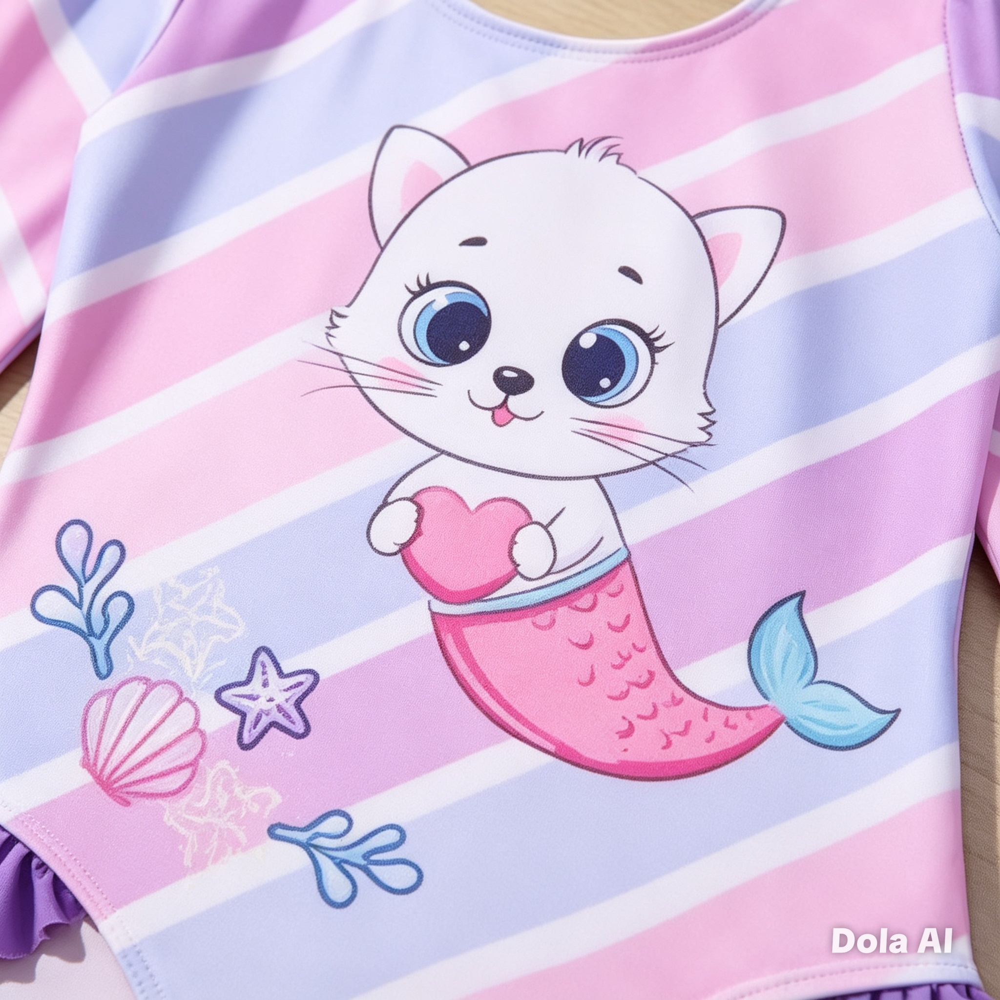 Vestido de Baño Enterizo Gatita Sirena Pastel