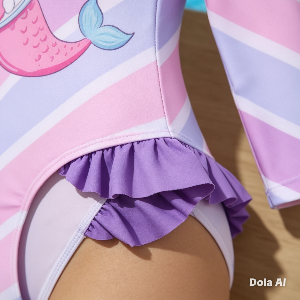 Vestido de Baño Enterizo Gatita Sirena Pastel