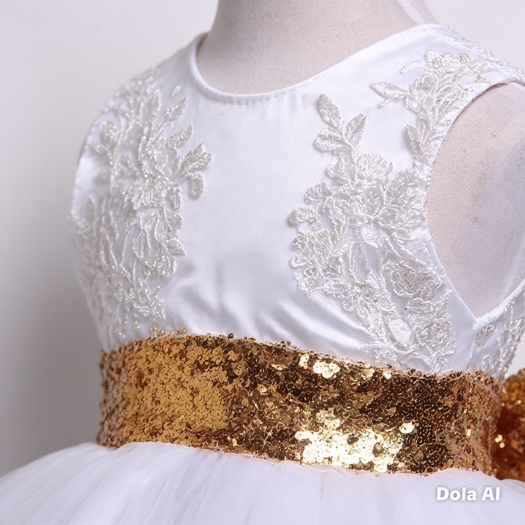 Vestido Angelical Perla Dorada