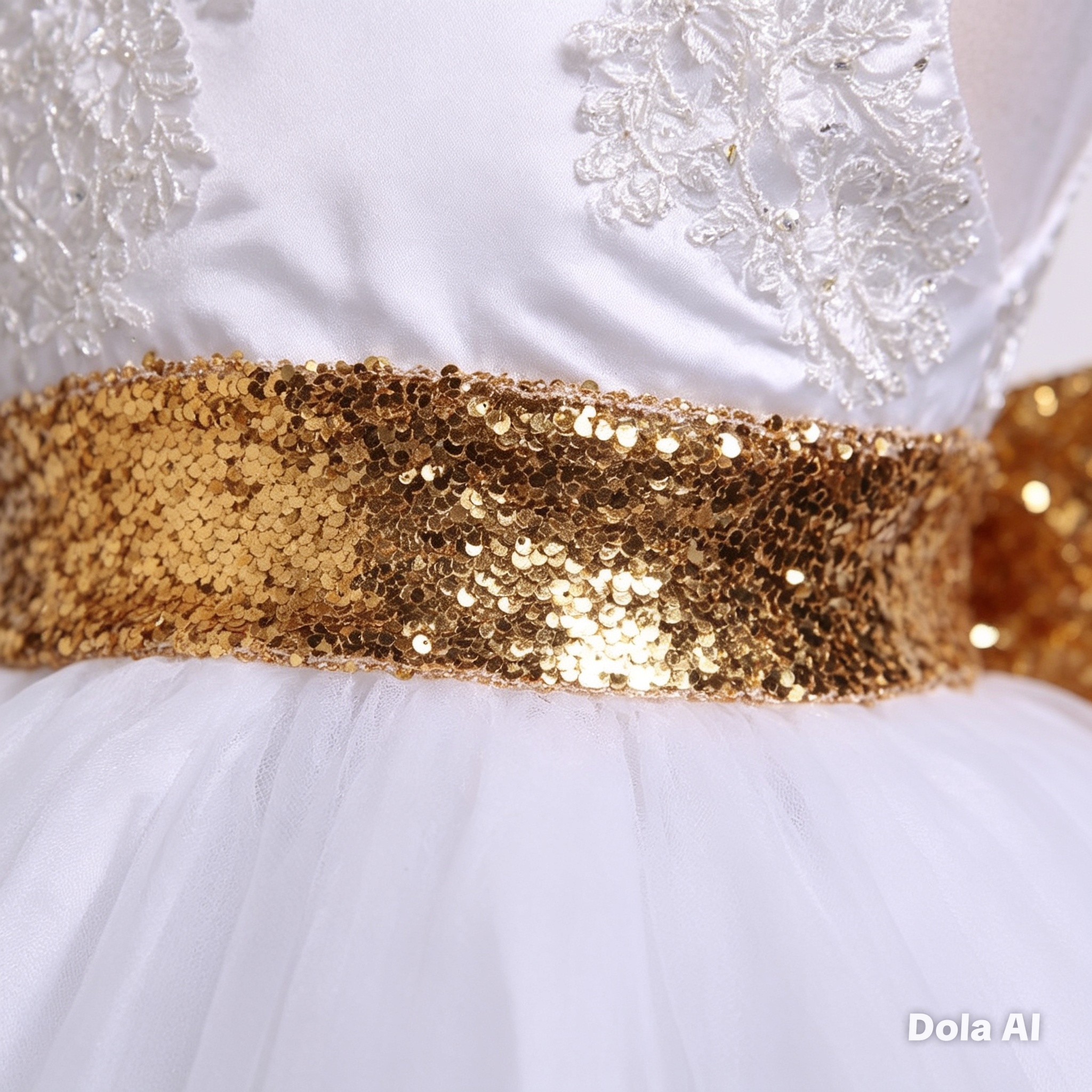 Vestido Angelical Perla Dorada