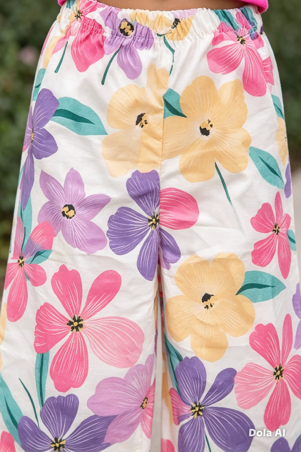 onjunto Infantil Blusa Fucsia y Palazzo Floral