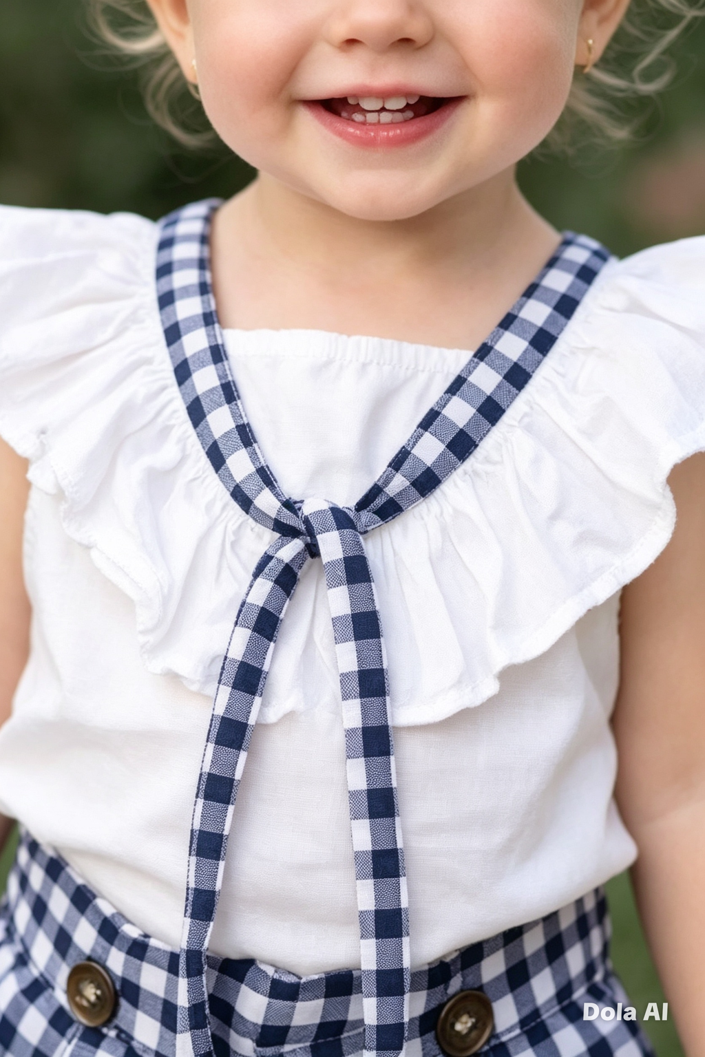 Conjunto Infantil Marinero Blanco y Azul Vichy