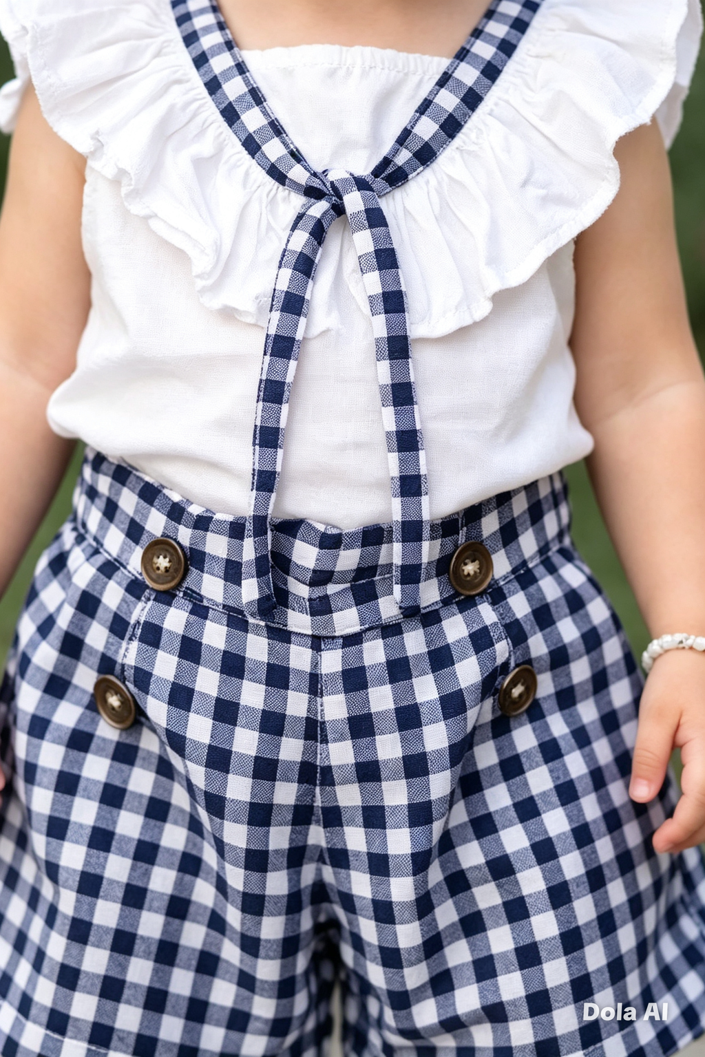 Conjunto Infantil Marinero Blanco y Azul Vichy