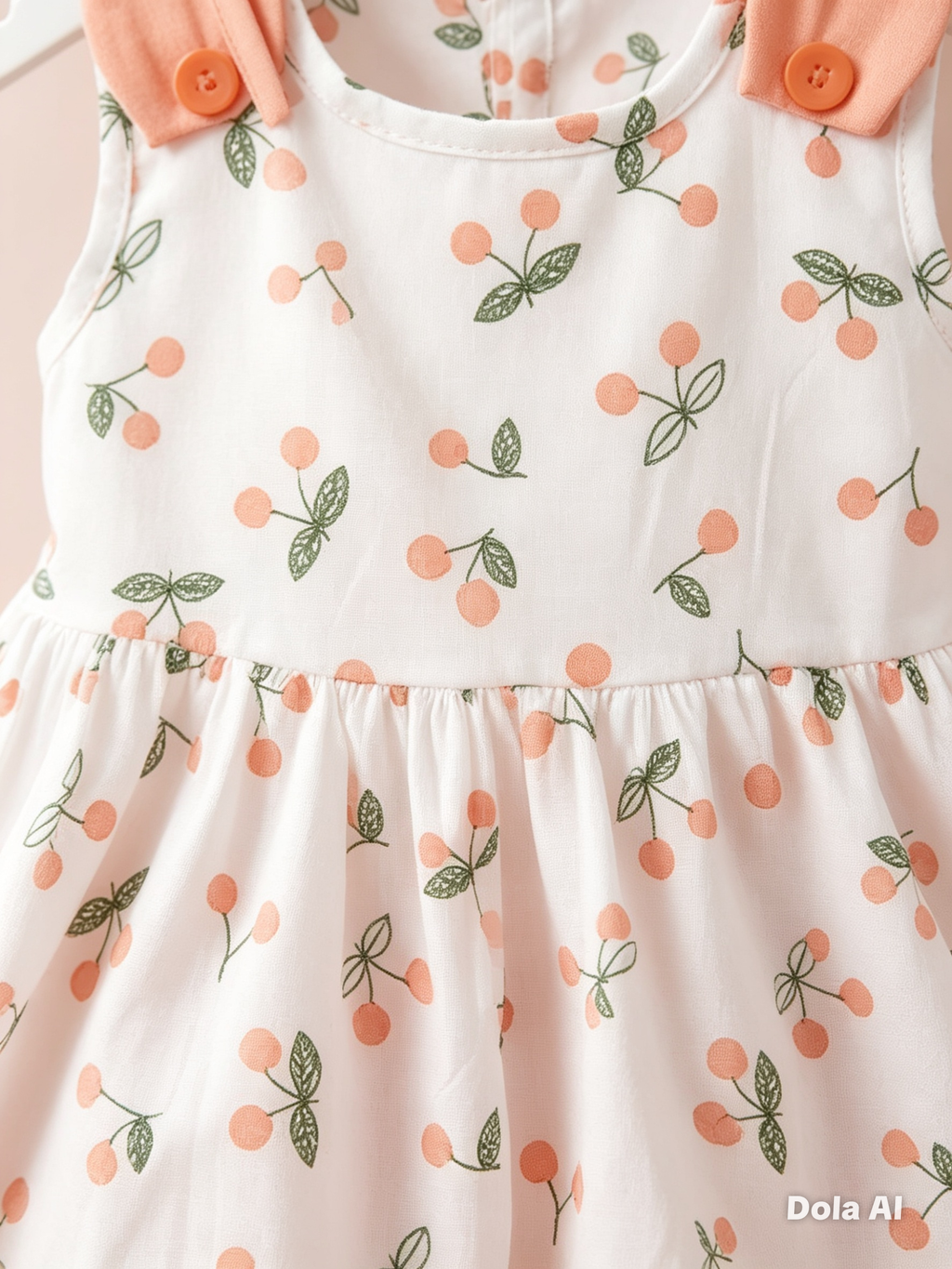 Vestido Corto con Short y Bolso para Niña Diseño de Cerezas