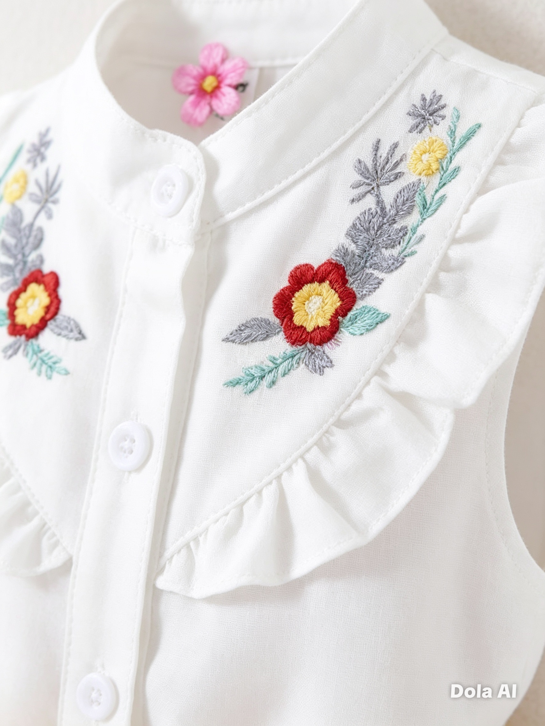 Blusa Bordada con Short Amarillo para Niña