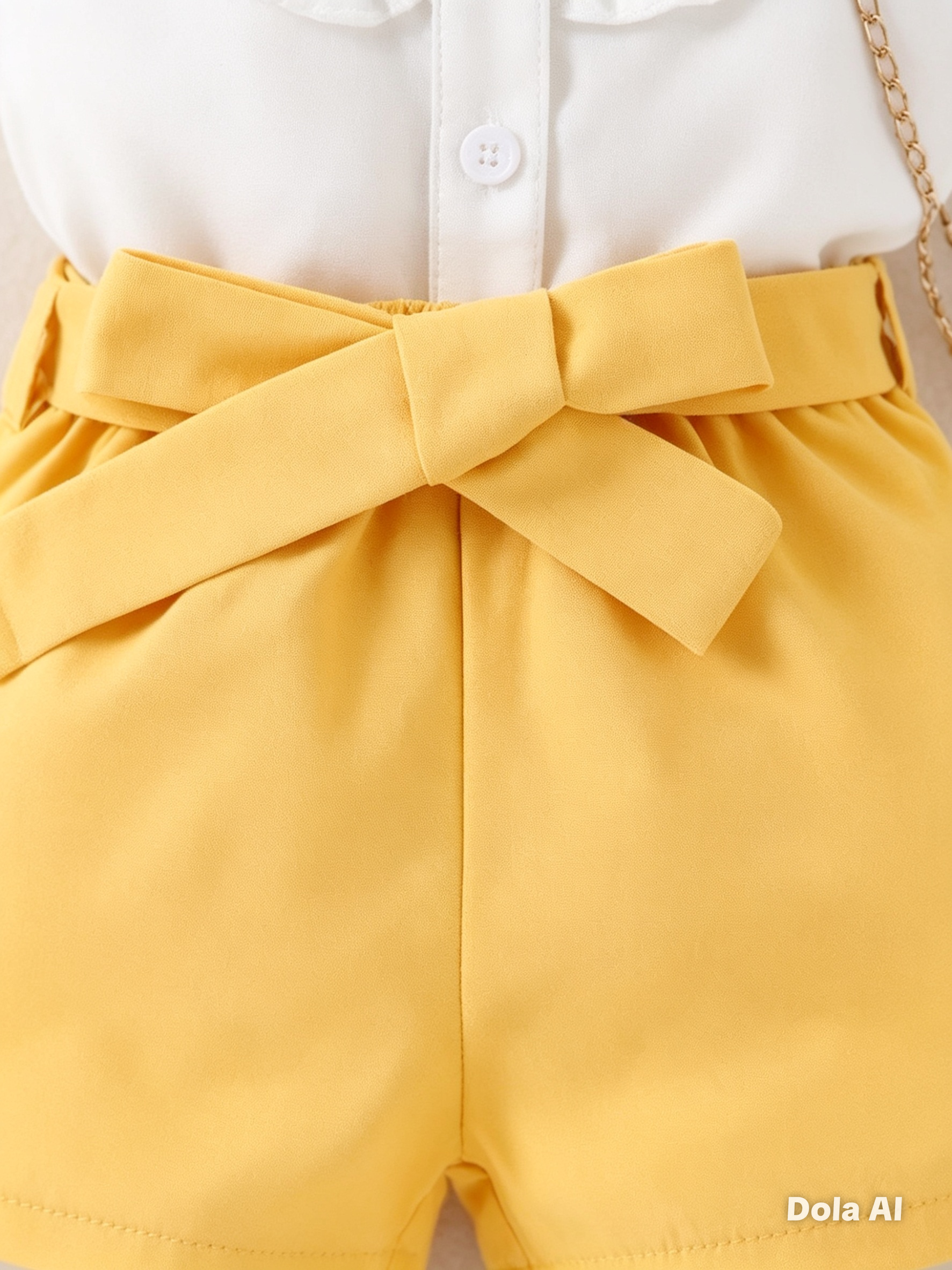 Blusa Bordada con Short Amarillo para Niña