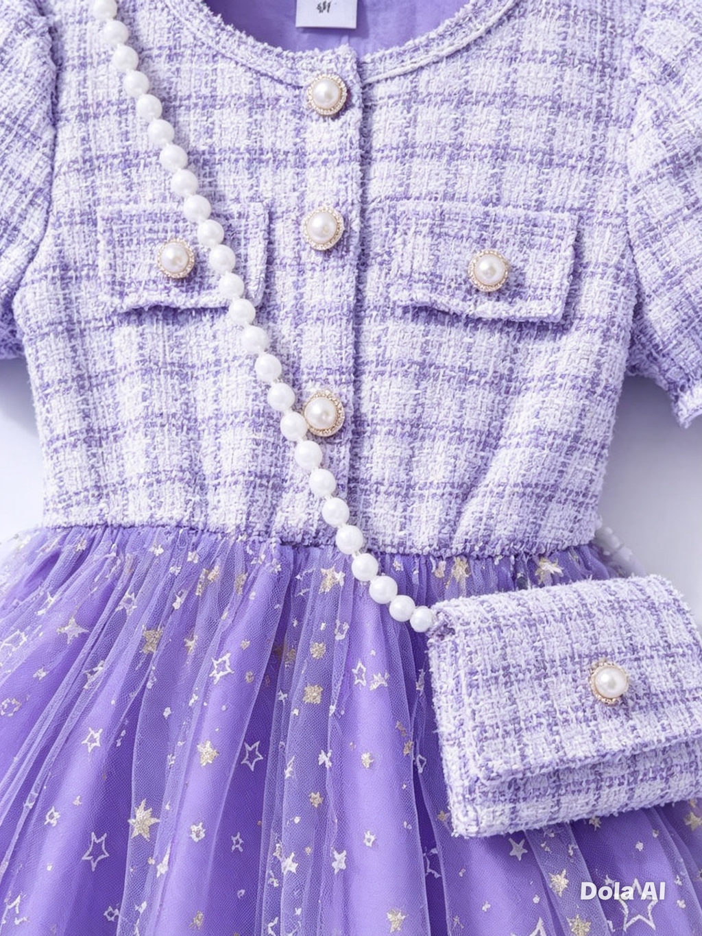 Vestido de Tweed y Tul Lavanda