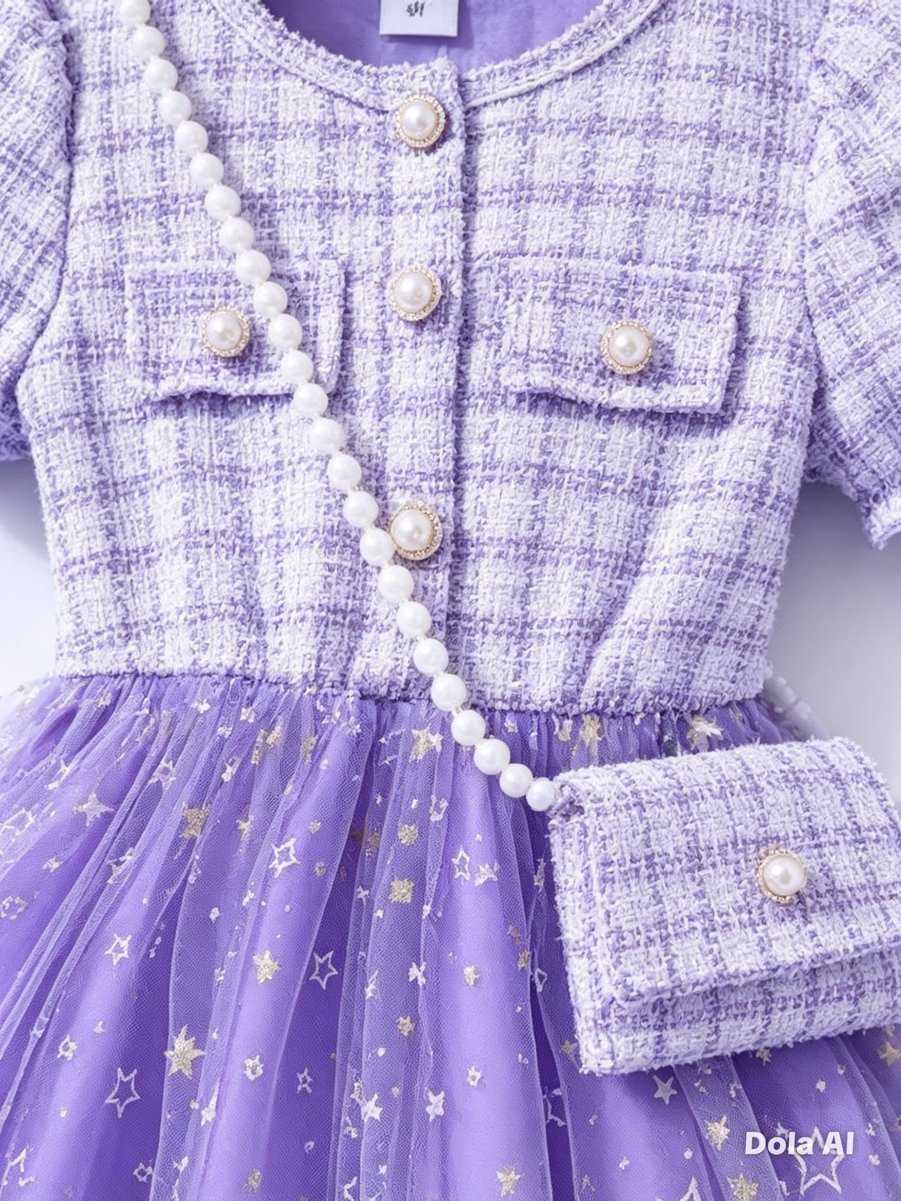 Vestido de Tweed y Tul Lavanda