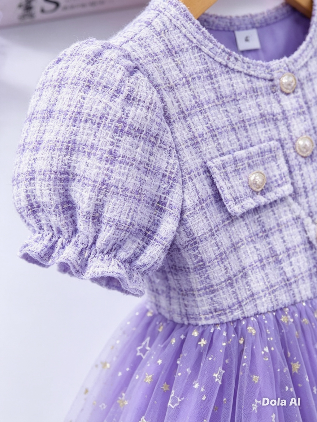 Vestido de Tweed y Tul Lavanda