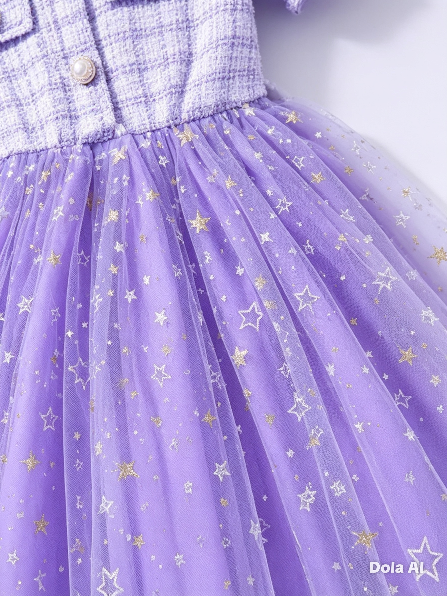 Vestido de Tweed y Tul Lavanda