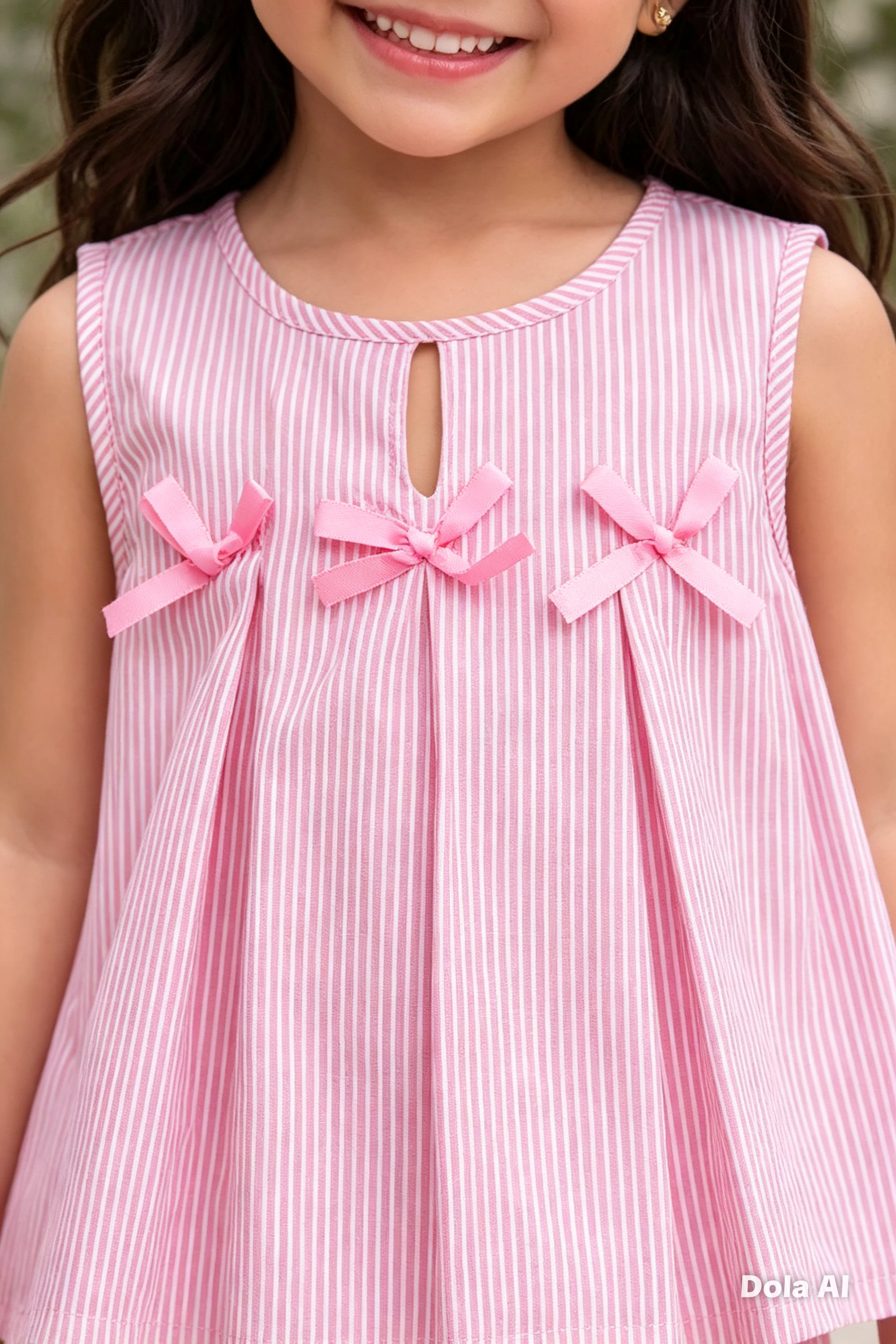 Conjunto Infantil Rosa Rayas con Lazos