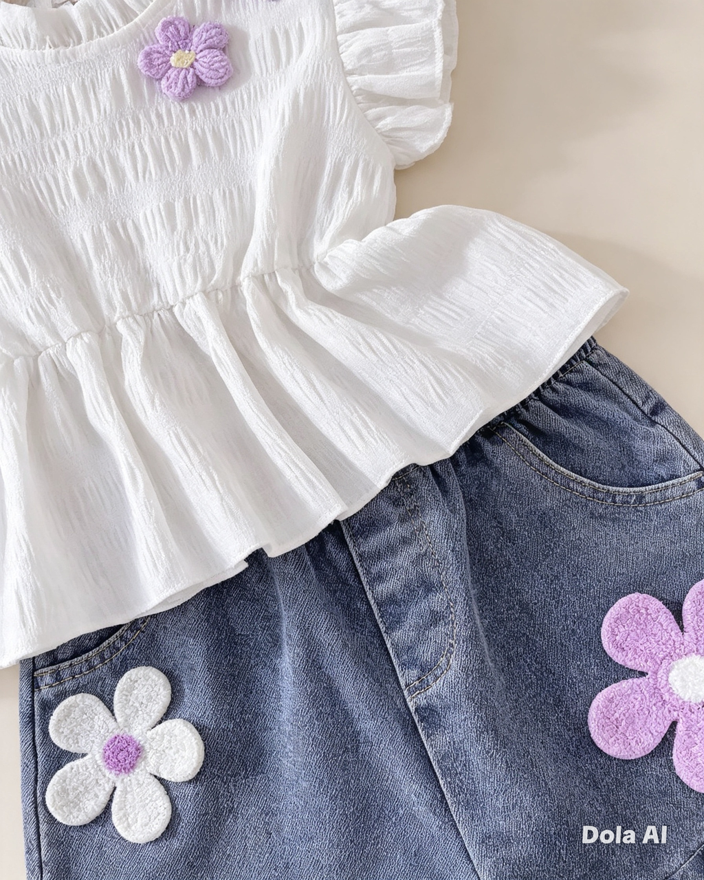 Conjunto Primavera Floral: Blusa Peplum y Short Denim