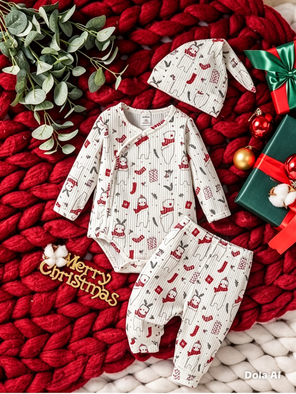 Set Navideño Bebé Dulce Navidad 3 Piezas