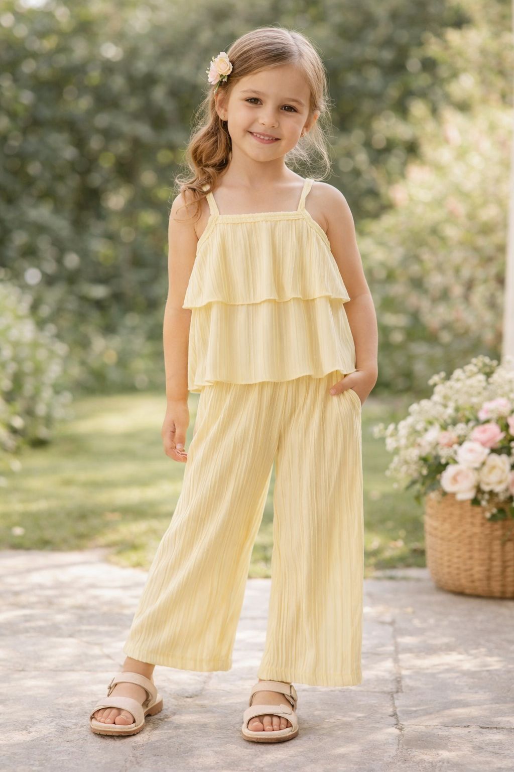 Cj blusa y pantalón crema