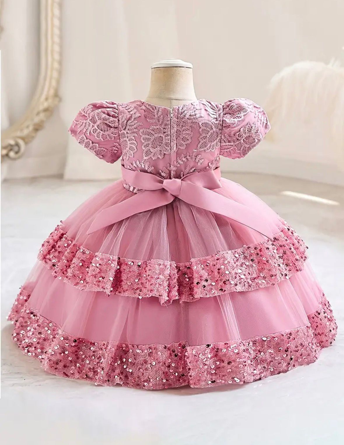 Vestido rosa elegante coquette