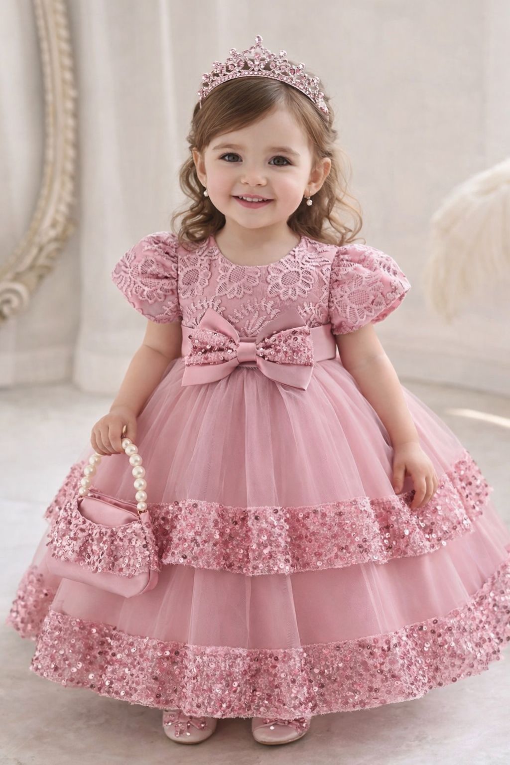 Vestido rosa elegante coquette