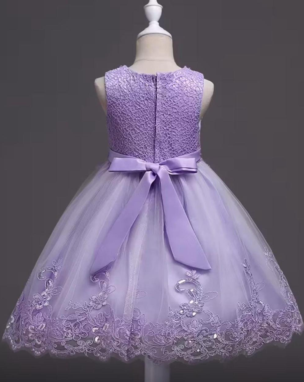 Vestido Lila Perlas Bordado