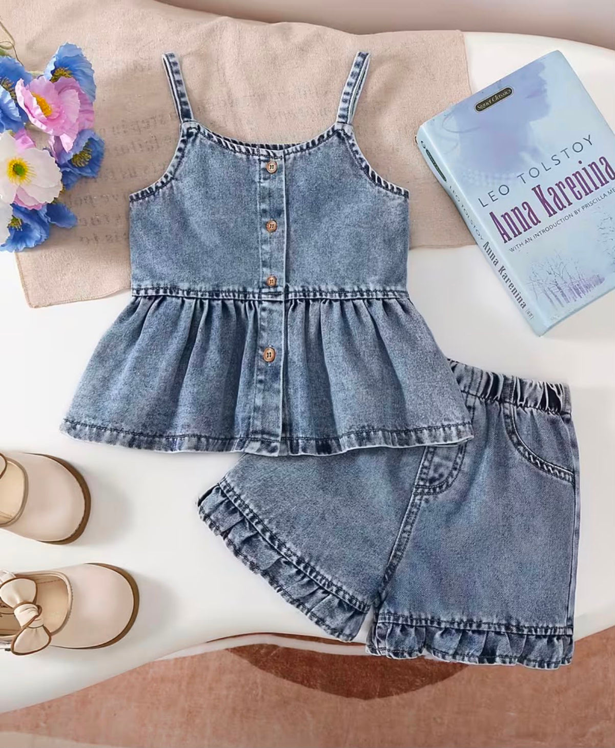 Conjunto Total Denim Peplum & Ruffles