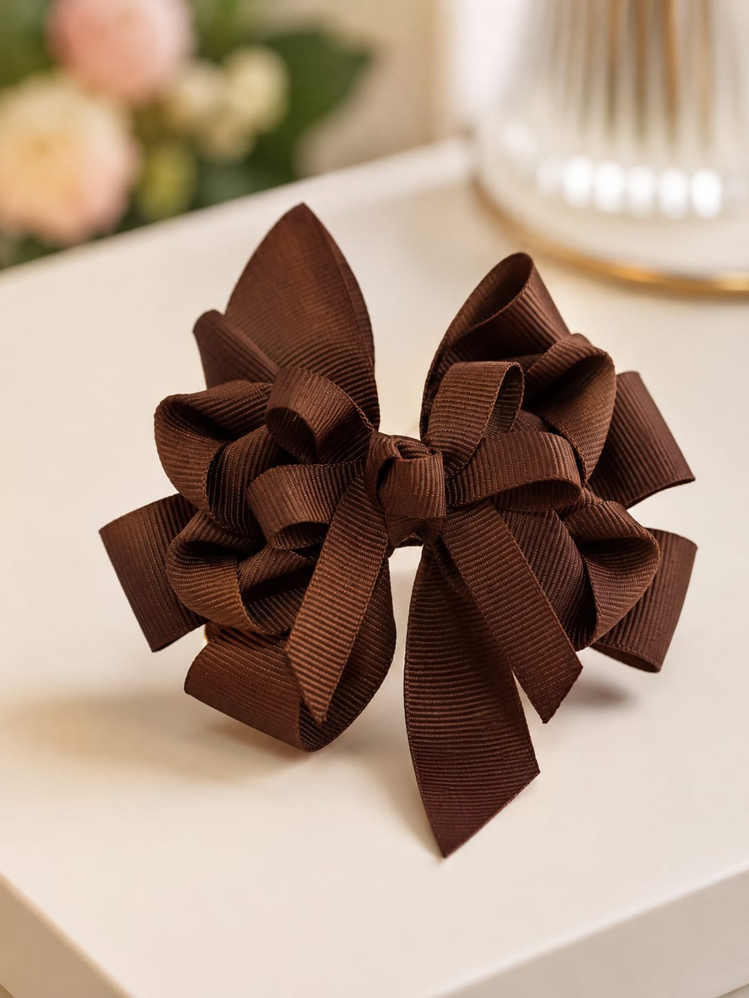 Moño Boutique Doble Lazo Chocolate Premium