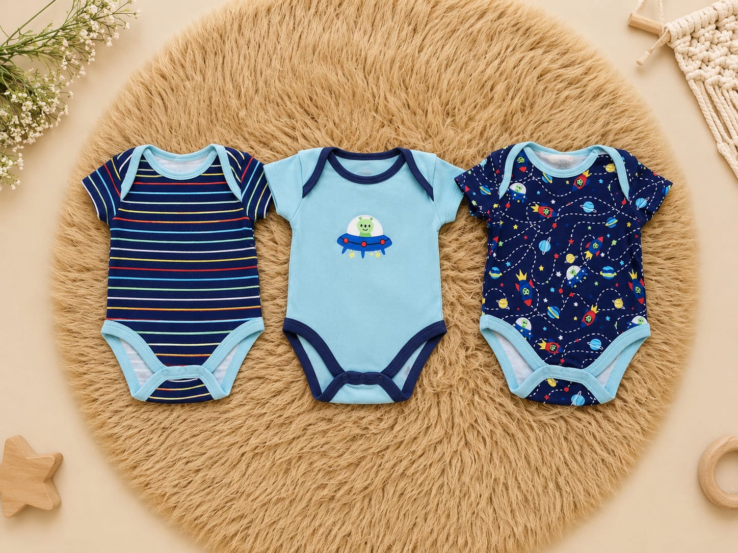 Pack de Bodys Bebé Pequeño Astronauta x3