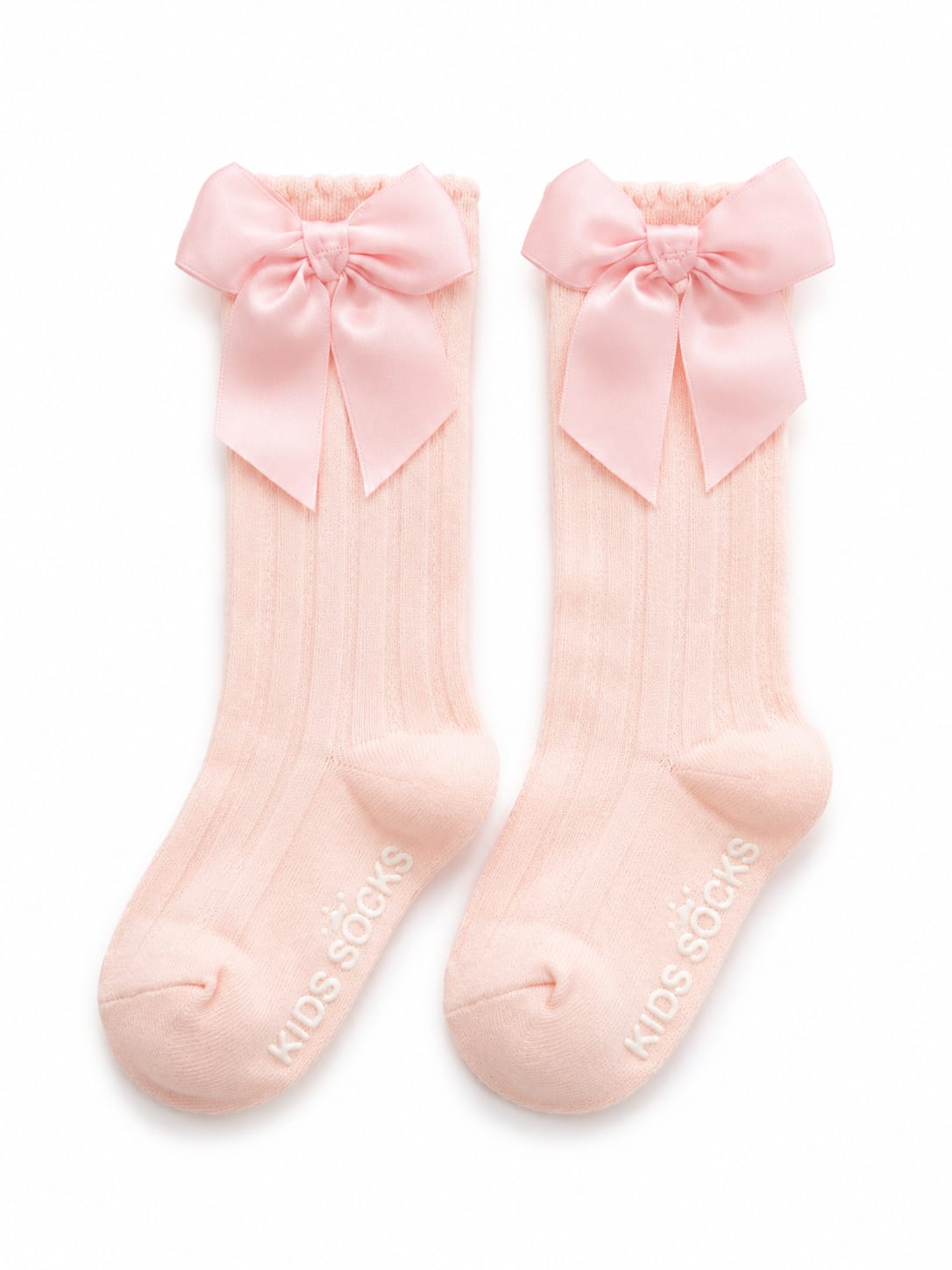 Medias Veladas Canalé con Moño de Satín Rosa